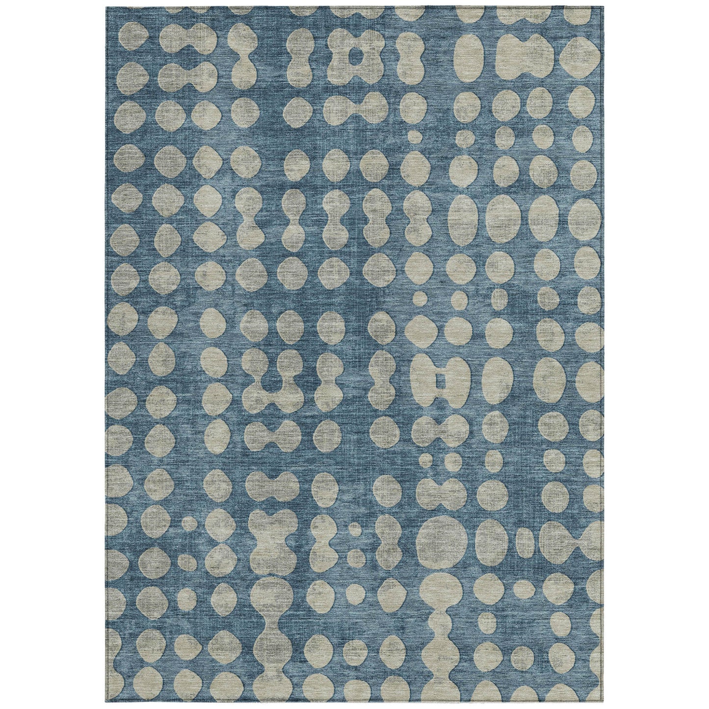 Tabselect Home Line 5' X 8' Denim Blue And Gray Abstract Washable Indoor Outdoor Area Rug