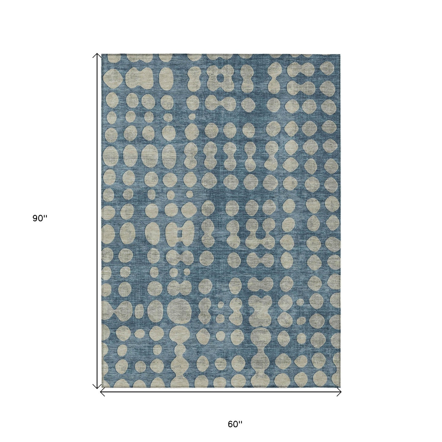 Tabselect Home Line 5' X 8' Denim Blue And Gray Abstract Washable Indoor Outdoor Area Rug