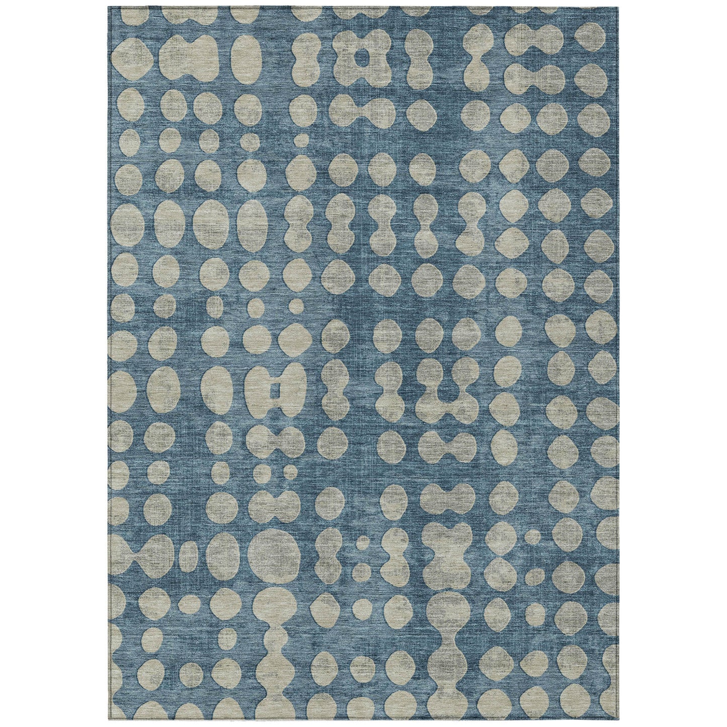 Tabselect Home Line 5' X 8' Denim Blue And Gray Abstract Washable Indoor Outdoor Area Rug