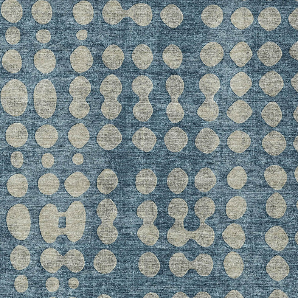 Tabselect Home Line 5' X 8' Denim Blue And Gray Abstract Washable Indoor Outdoor Area Rug