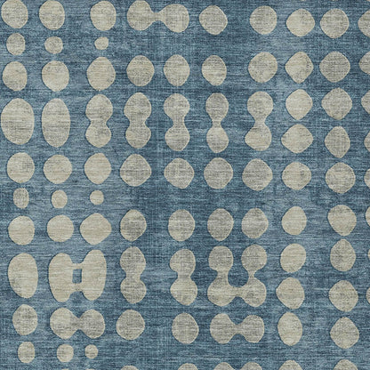 Tabselect Home Line 5' X 8' Denim Blue And Gray Abstract Washable Indoor Outdoor Area Rug