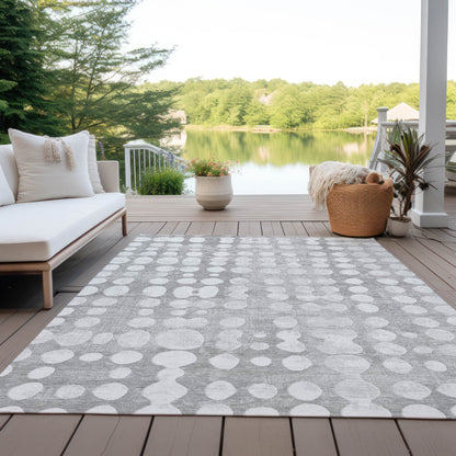 Tabselect Home Line 5' X 8' Gray And Ivory Abstract Washable Indoor Outdoor Area Rug