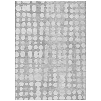 Tabselect Home Line 5' X 8' Gray And Ivory Abstract Washable Indoor Outdoor Area Rug