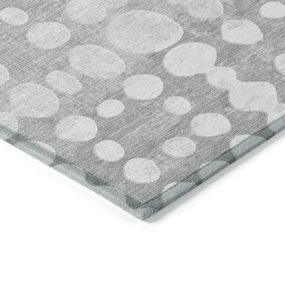 Tabselect Home Line 5' X 8' Gray And Ivory Abstract Washable Indoor Outdoor Area Rug