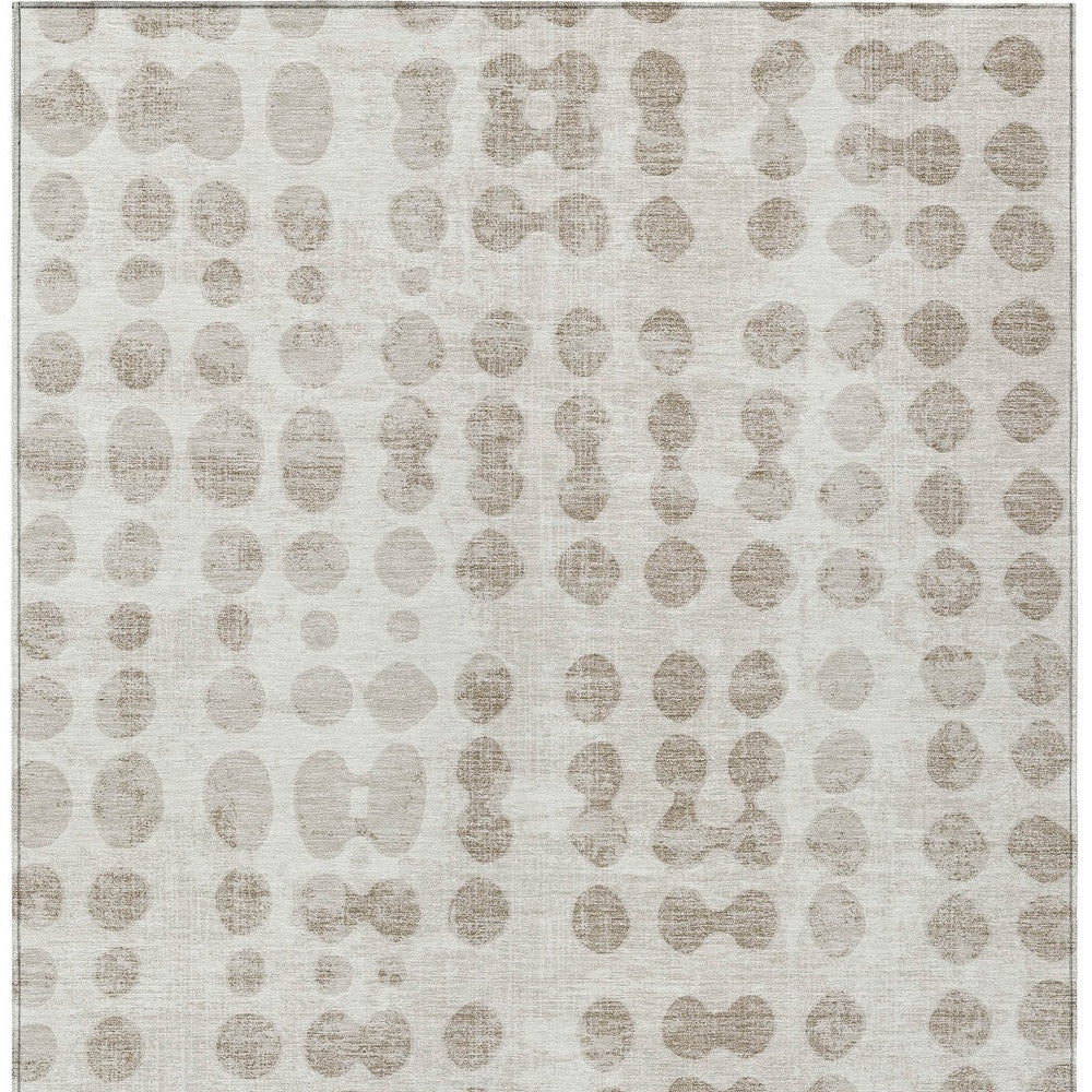 Tabselect Home Line 5' X 8' Ivory And Beige Abstract Washable Indoor Outdoor Area Rug