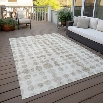 Tabselect Home Line 5' X 8' Ivory And Beige Abstract Washable Indoor Outdoor Area Rug