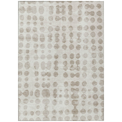 Tabselect Home Line 5' X 8' Ivory And Beige Abstract Washable Indoor Outdoor Area Rug