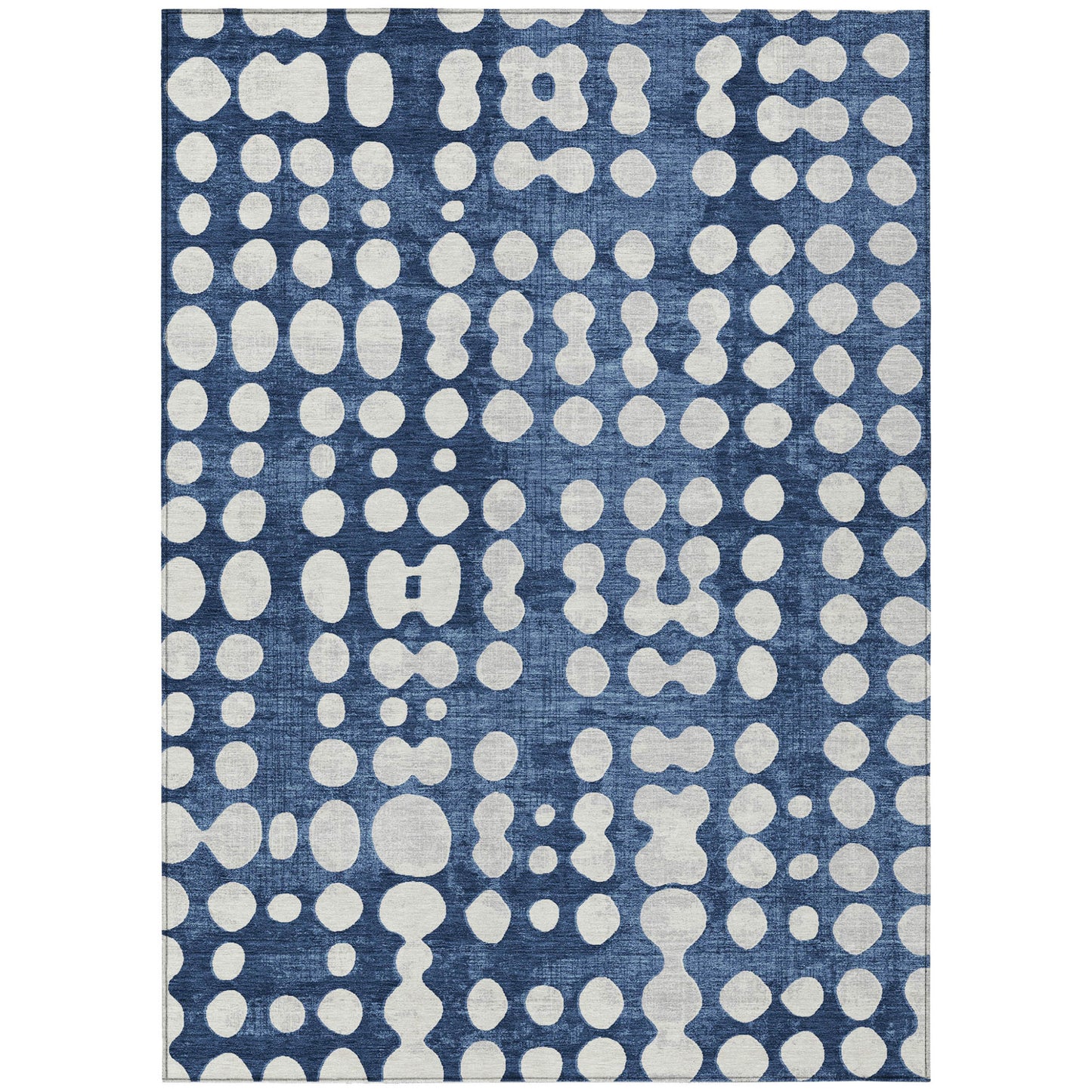Tabselect Home Line 5' X 8' Navy Blue And Ivory Abstract Washable Indoor Outdoor Area Rug