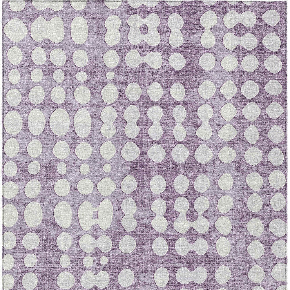 Tabselect Home Line 5' X 8' Purple And Ivory Abstract Washable Indoor Outdoor Area Rug