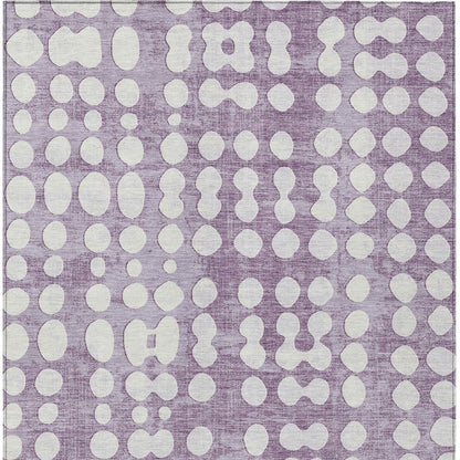 Tabselect Home Line 5' X 8' Purple And Ivory Abstract Washable Indoor Outdoor Area Rug