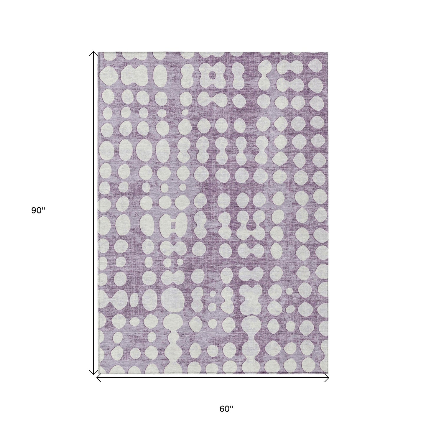 Tabselect Home Line 5' X 8' Purple And Ivory Abstract Washable Indoor Outdoor Area Rug