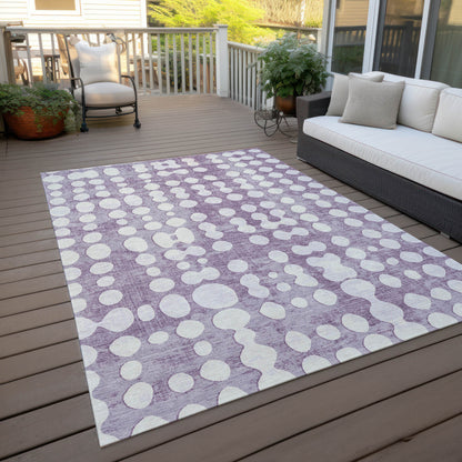 Tabselect Home Line 5' X 8' Purple And Ivory Abstract Washable Indoor Outdoor Area Rug