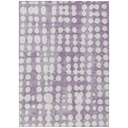 Tabselect Home Line 5' X 8' Purple And Ivory Abstract Washable Indoor Outdoor Area Rug