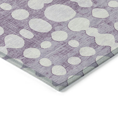 Tabselect Home Line 5' X 8' Purple And Ivory Abstract Washable Indoor Outdoor Area Rug