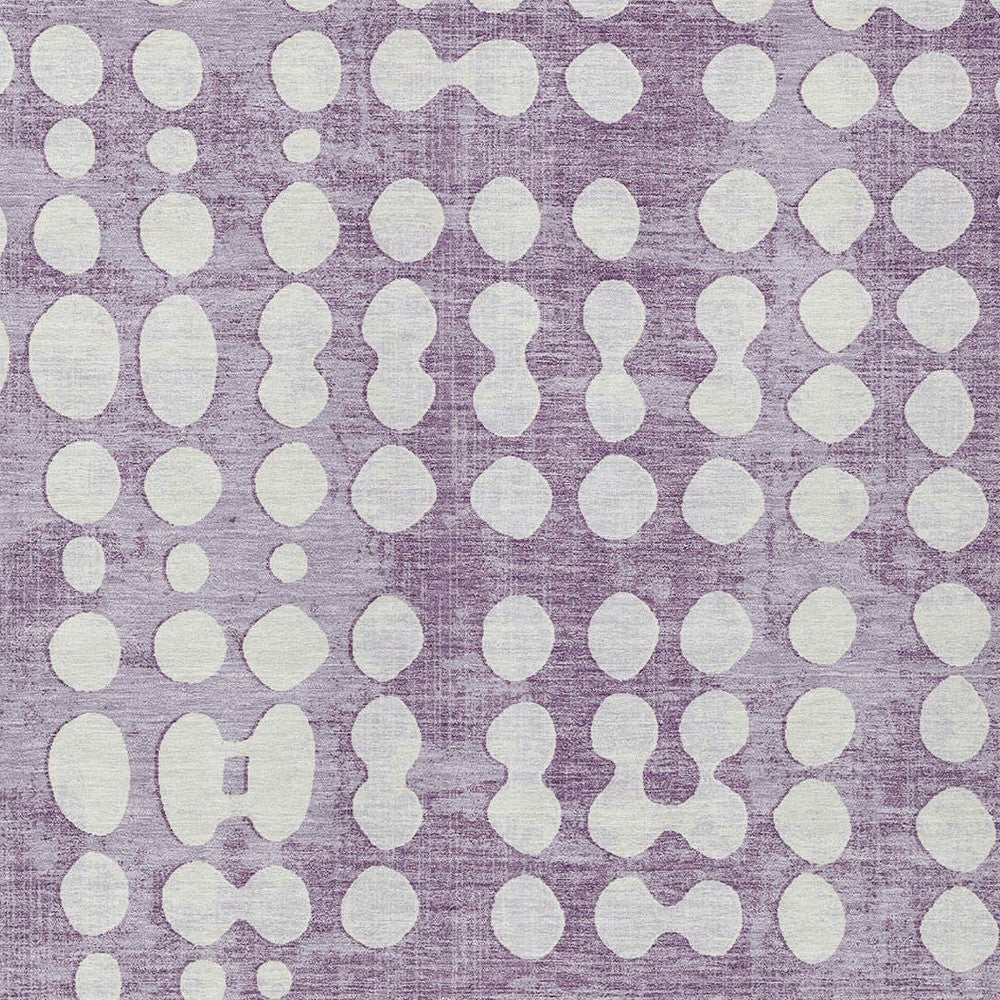Tabselect Home Line 5' X 8' Purple And Ivory Abstract Washable Indoor Outdoor Area Rug