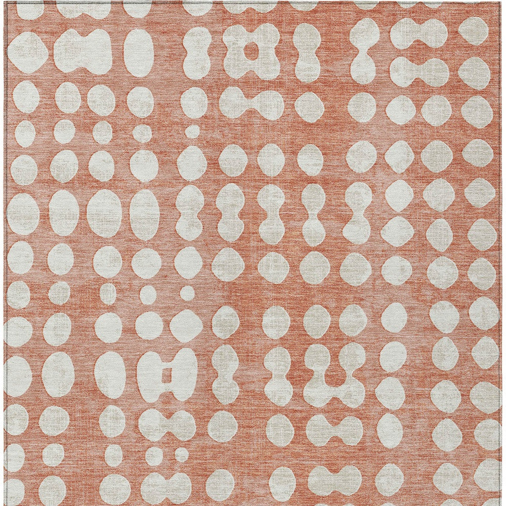 Tabselect Home Line 5' X 8' Salmon And Ivory Abstract Washable Indoor Outdoor Area Rug