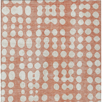 Tabselect Home Line 5' X 8' Salmon And Ivory Abstract Washable Indoor Outdoor Area Rug