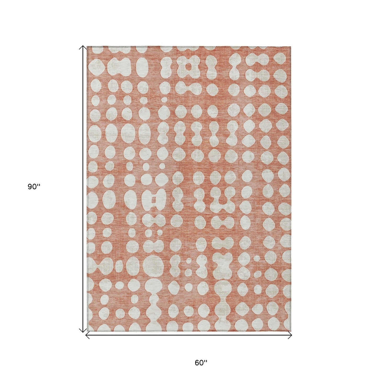 Tabselect Home Line 5' X 8' Salmon And Ivory Abstract Washable Indoor Outdoor Area Rug