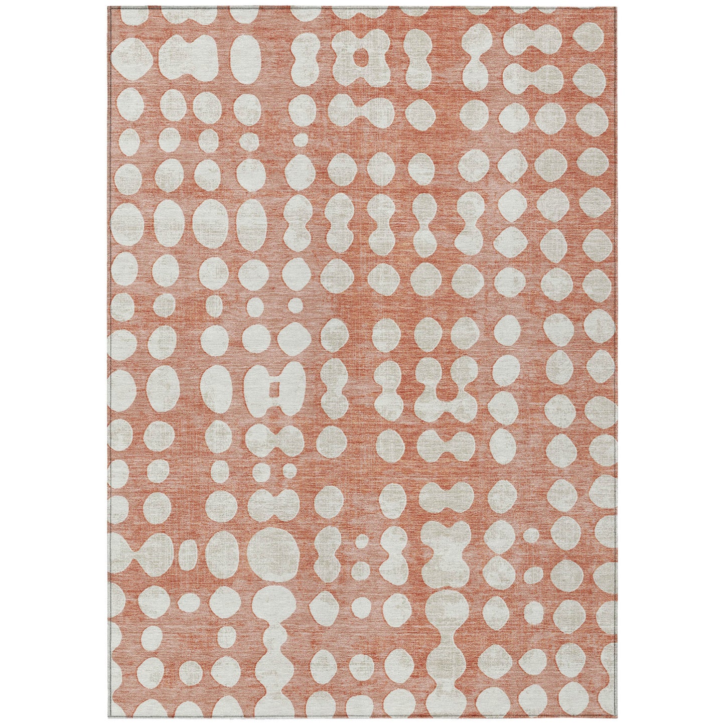 Tabselect Home Line 5' X 8' Salmon And Ivory Abstract Washable Indoor Outdoor Area Rug