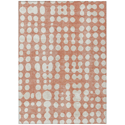 Tabselect Home Line 5' X 8' Salmon And Ivory Abstract Washable Indoor Outdoor Area Rug