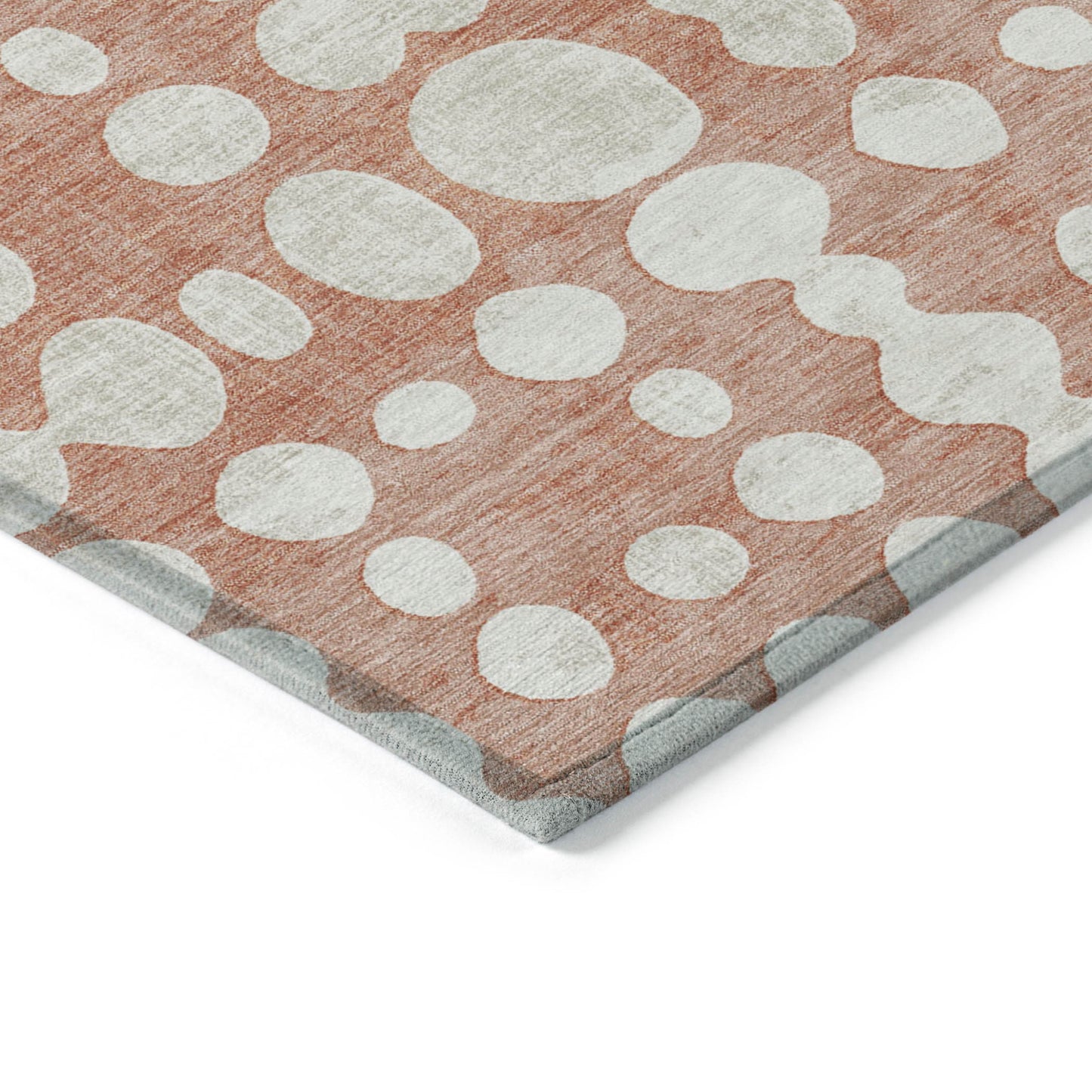 Tabselect Home Line 5' X 8' Salmon And Ivory Abstract Washable Indoor Outdoor Area Rug