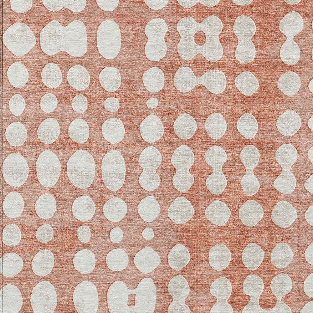 Tabselect Home Line 5' X 8' Salmon And Ivory Abstract Washable Indoor Outdoor Area Rug