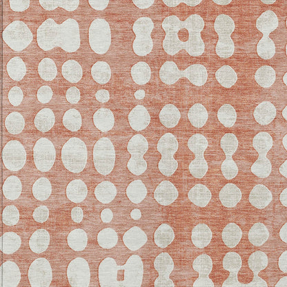 Tabselect Home Line 5' X 8' Salmon And Ivory Abstract Washable Indoor Outdoor Area Rug