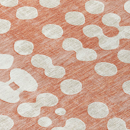 Tabselect Home Line 5' X 8' Salmon And Ivory Abstract Washable Indoor Outdoor Area Rug