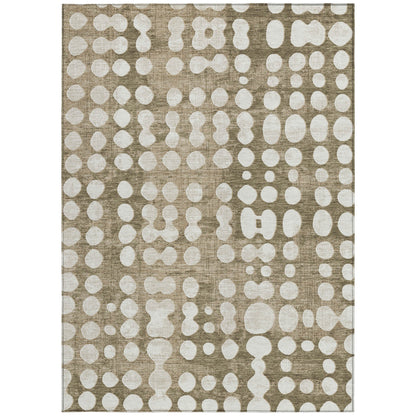 Tabselect Home Line 5' X 8' Taupe And Ivory Abstract Washable Indoor Outdoor Area Rug