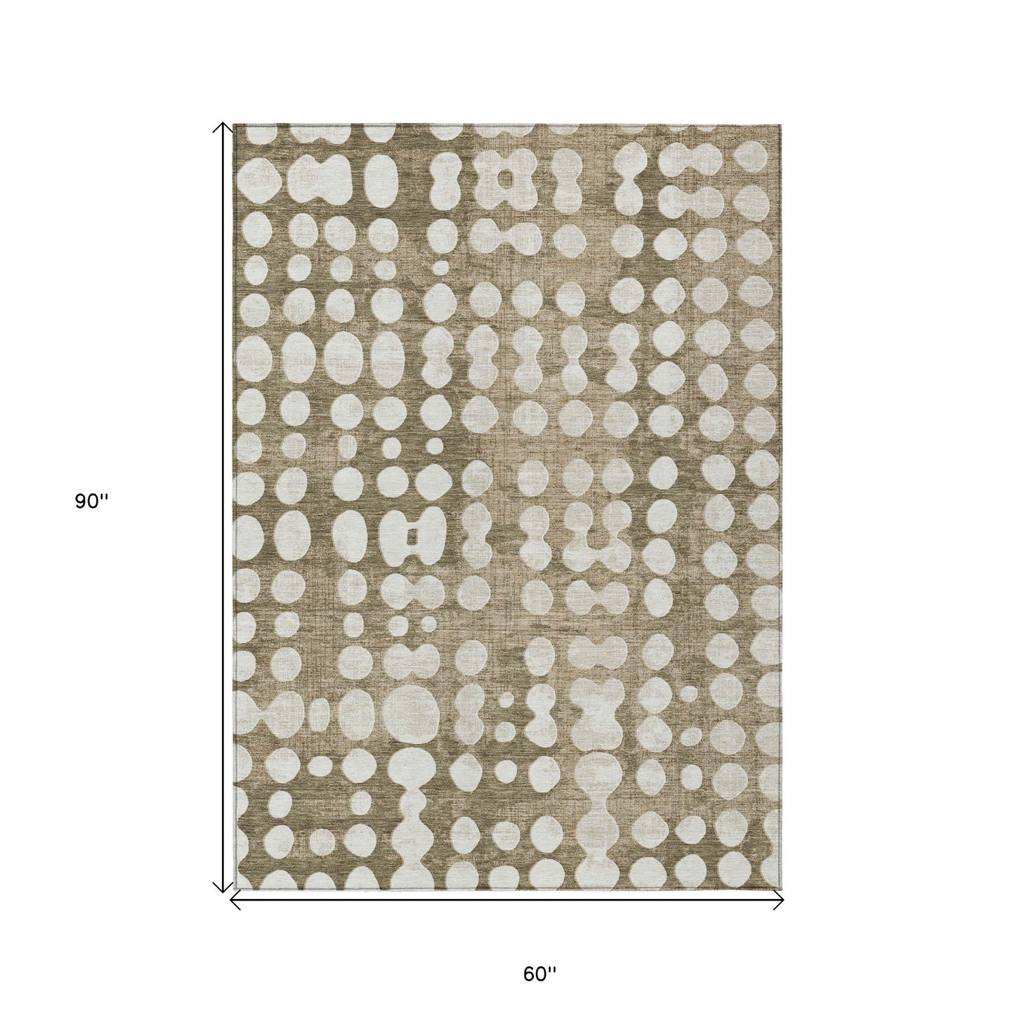Tabselect Home Line 5' X 8' Taupe And Ivory Abstract Washable Indoor Outdoor Area Rug