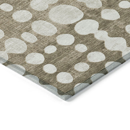 Tabselect Home Line 5' X 8' Taupe And Ivory Abstract Washable Indoor Outdoor Area Rug