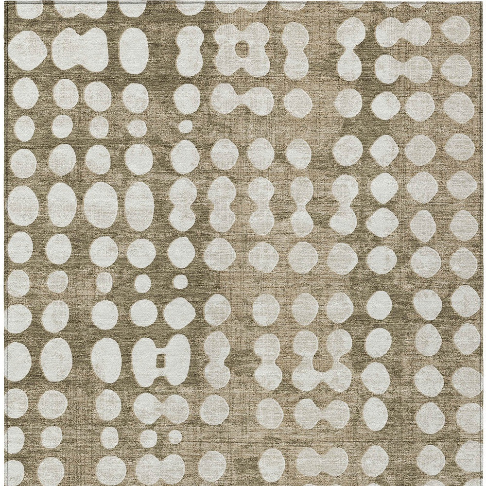 Tabselect Home Line 5' X 8' Taupe And Ivory Abstract Washable Indoor Outdoor Area Rug