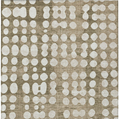 Tabselect Home Line 5' X 8' Taupe And Ivory Abstract Washable Indoor Outdoor Area Rug