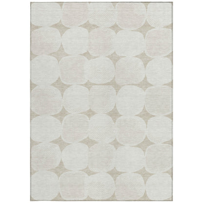 Tabselect Home Line 5' X 8' Beige And Brown Abstract Washable Indoor Outdoor Area Rug