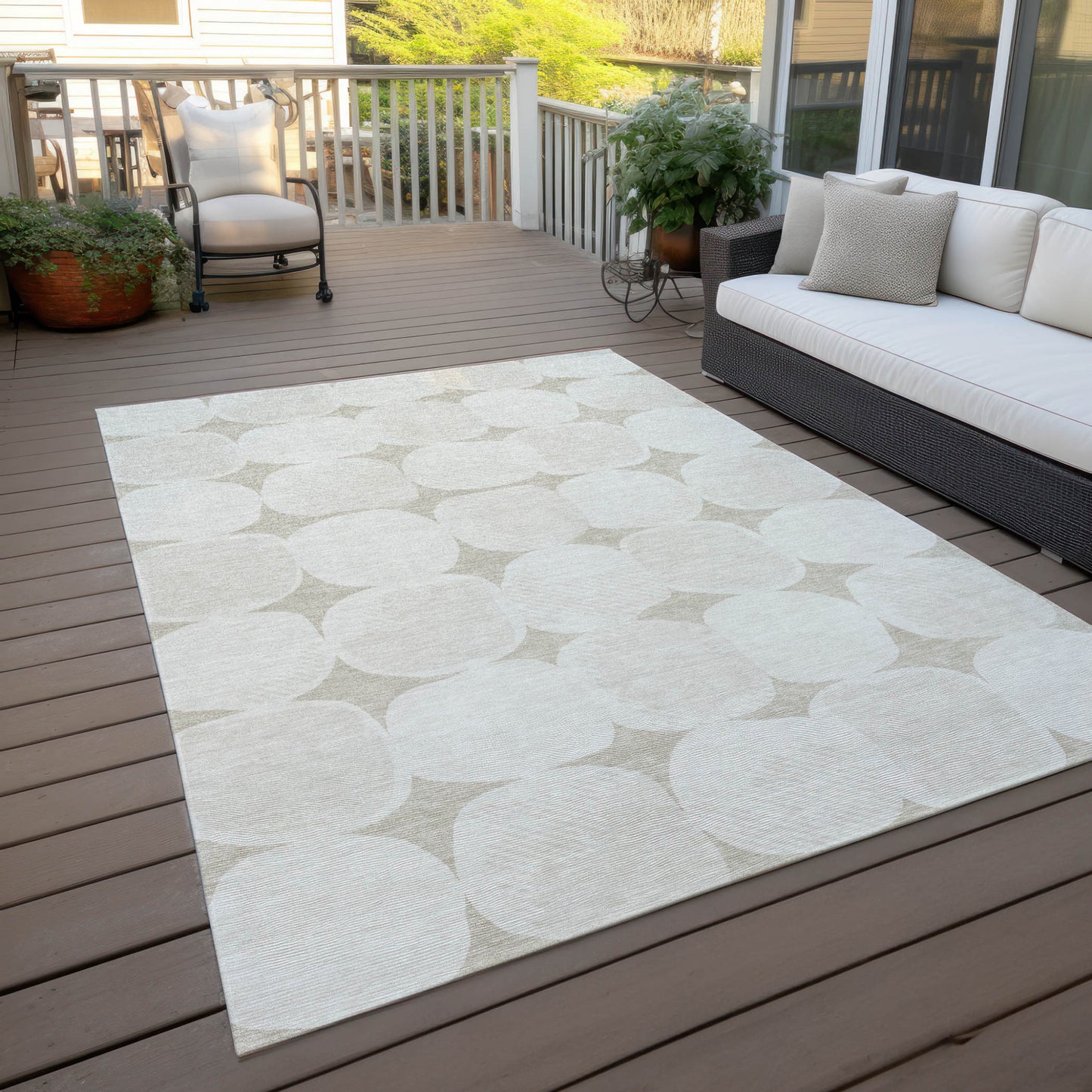 Tabselect Home Line 5' X 8' Beige And Brown Abstract Washable Indoor Outdoor Area Rug