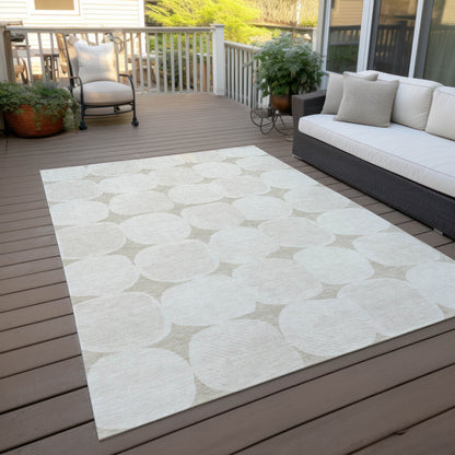 Tabselect Home Line 5' X 8' Beige And Brown Abstract Washable Indoor Outdoor Area Rug
