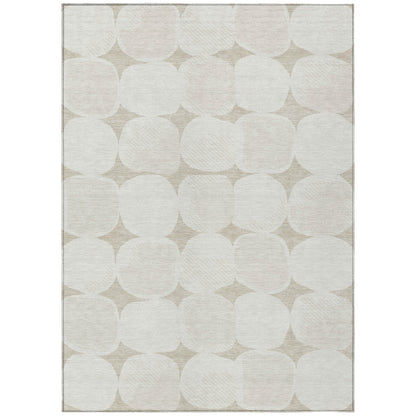 Tabselect Home Line 5' X 8' Beige And Brown Abstract Washable Indoor Outdoor Area Rug