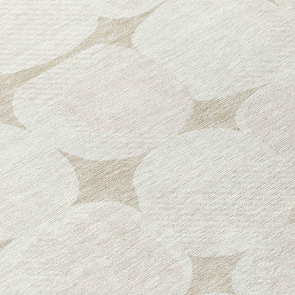 Tabselect Home Line 8' Beige And Brown Round Abstract Washable Indoor Outdoor Area Rug