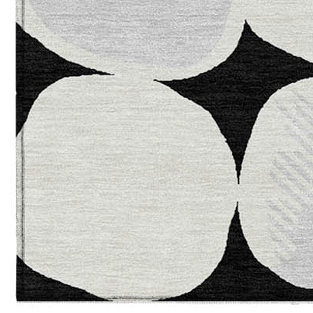 Tabselect Home Line 5' X 8' Black Gray And Ivory Abstract Washable Indoor Outdoor Area Rug