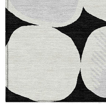 Tabselect Home Line 5' X 8' Black Gray And Ivory Abstract Washable Indoor Outdoor Area Rug