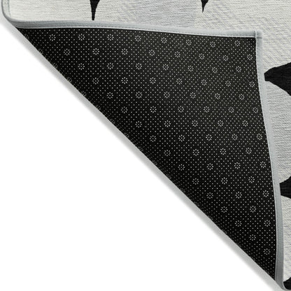 Tabselect Home Line 5' X 8' Black Gray And Ivory Abstract Washable Indoor Outdoor Area Rug