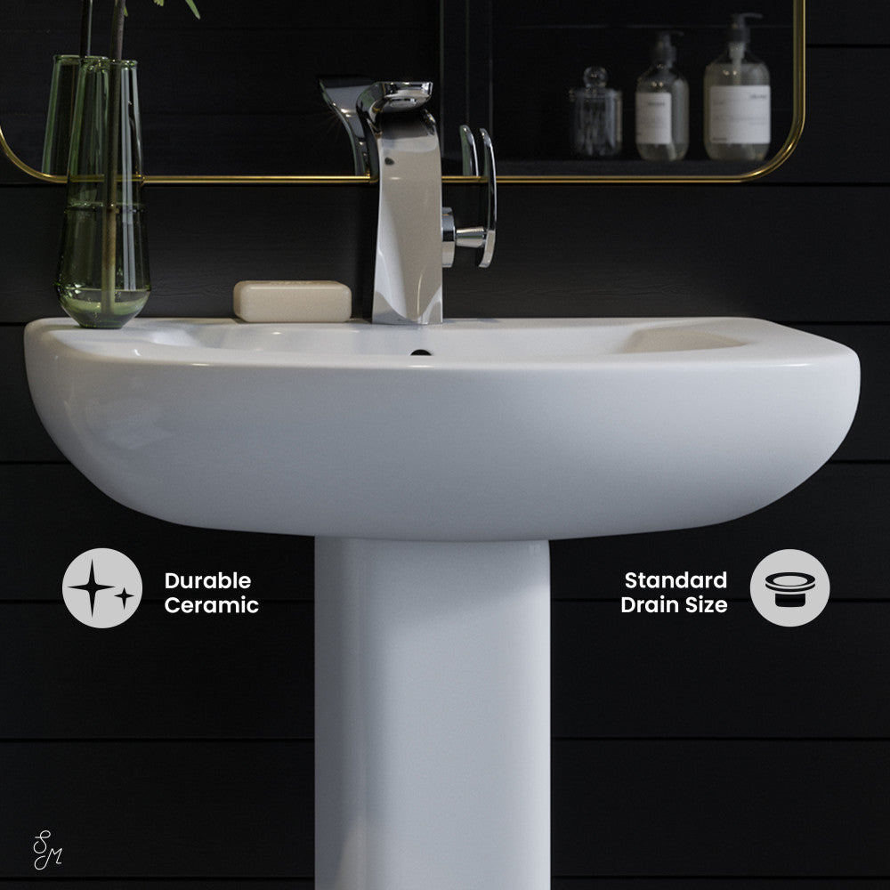 Swiss Madison Chateau Pedestal Bathroom Sink Round Single Faucet Hole