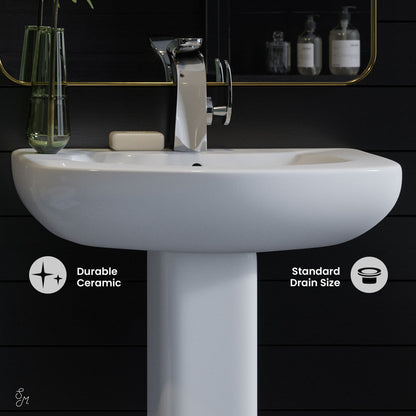 Swiss Madison Chateau Pedestal Bathroom Sink Round Single Faucet Hole