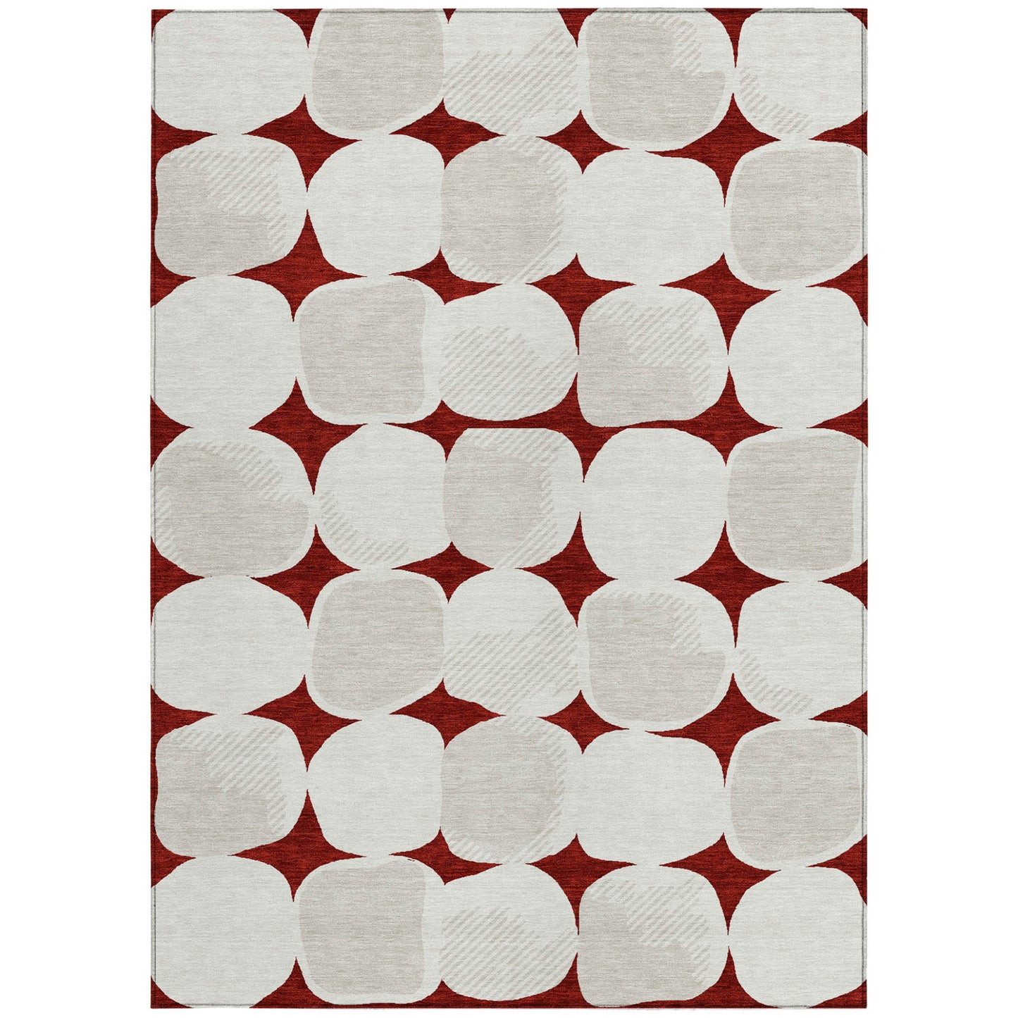 Tabselect Home Line 5' X 8' Burgundy Beige And Ivory Abstract Washable Indoor Outdoor Area Rug