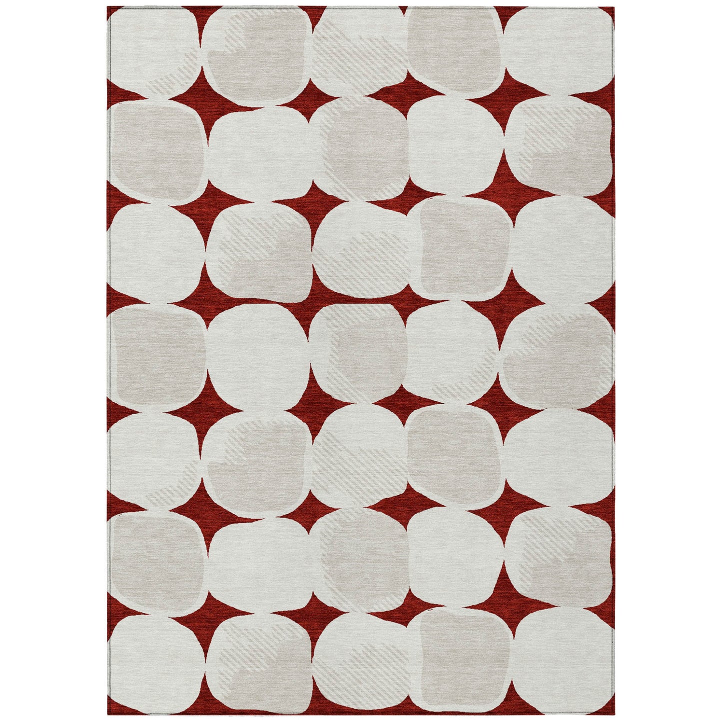 Tabselect Home Line 5' X 8' Burgundy Beige And Ivory Abstract Washable Indoor Outdoor Area Rug