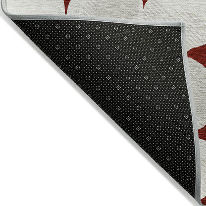 Tabselect Home Line 5' X 8' Burgundy Beige And Ivory Abstract Washable Indoor Outdoor Area Rug