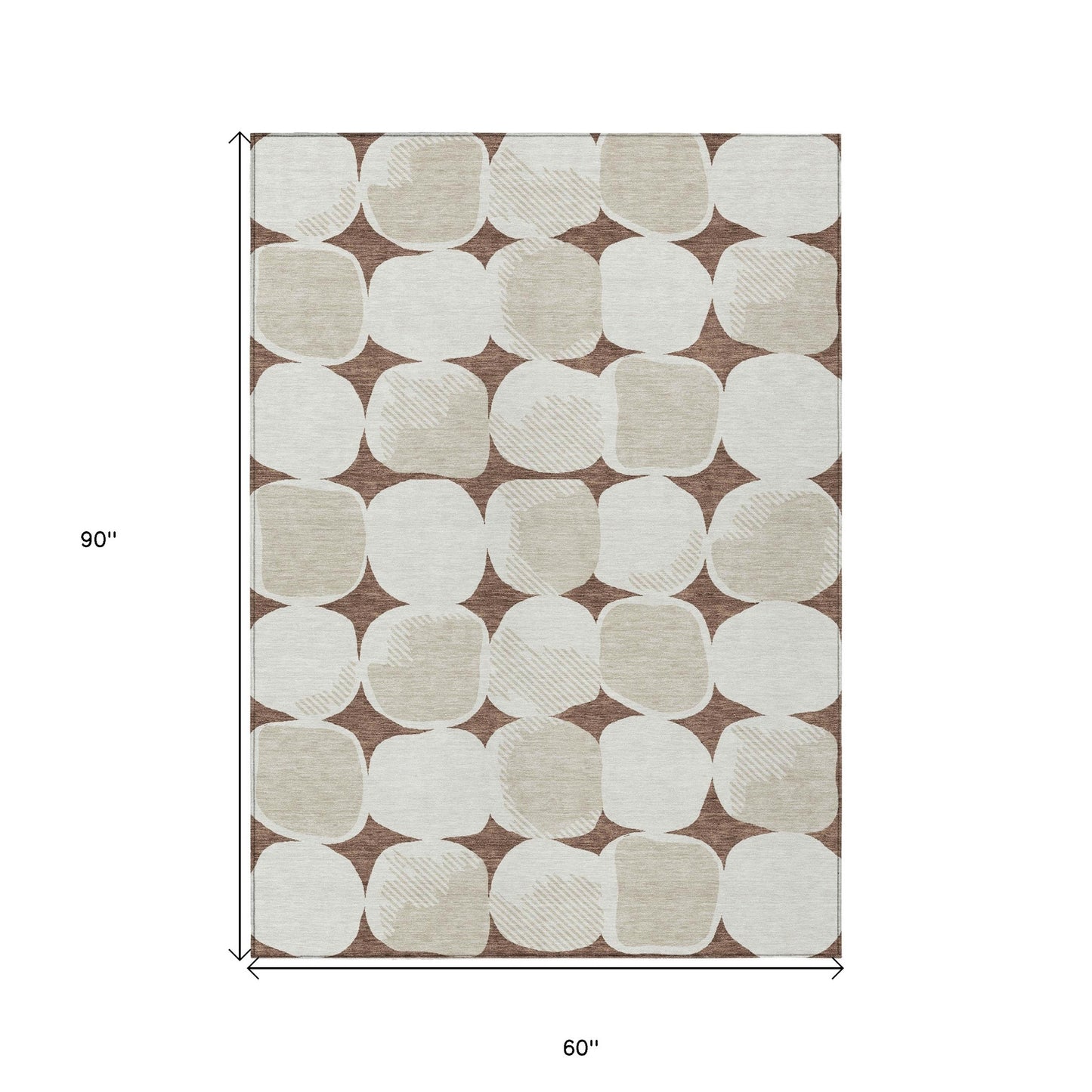 Tabselect Home Line 5' X 8' Brown Beige And Ivory Abstract Washable Indoor Outdoor Area Rug