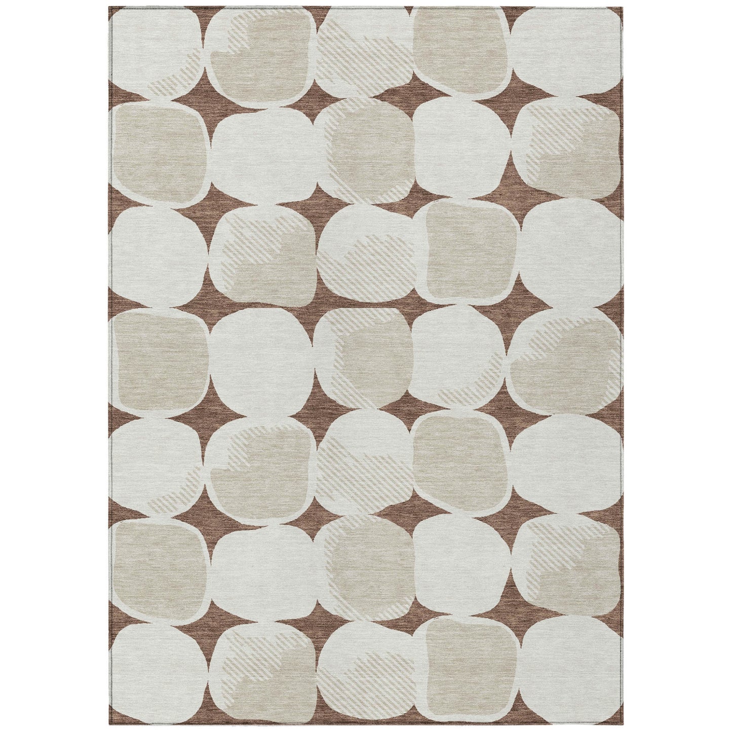 Tabselect Home Line 5' X 8' Brown Beige And Ivory Abstract Washable Indoor Outdoor Area Rug