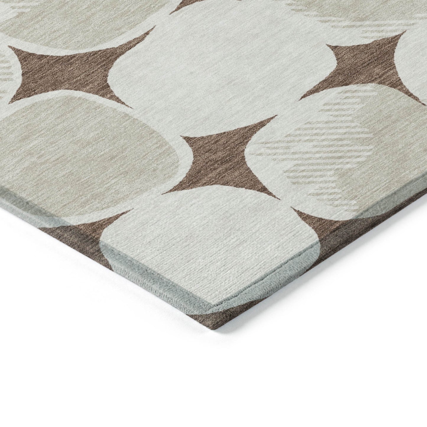 Tabselect Home Line 5' X 8' Brown Beige And Ivory Abstract Washable Indoor Outdoor Area Rug