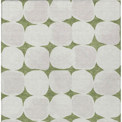 Tabselect Home Line 5' X 8' Green And Beige Abstract Washable Indoor Outdoor Area Rug
